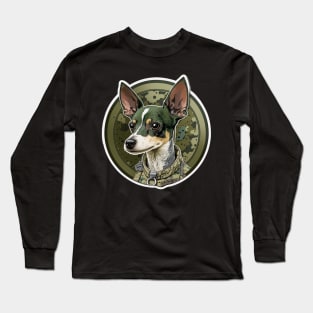 Toy Fox Terrier Camouflage Motif Long Sleeve T-Shirt